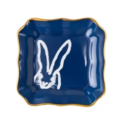 Marie Dumas Hunt Slonem Blue Bunny Portrait Trinket Tray