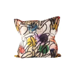 Marie Dumas Hunt Slonem Bunnies & Orbs Pillow
