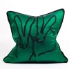 Marie Dumas Hunt Slonem Emerald Silk Bunny Pillow