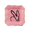 Marie Dumas Hunt Slonem Pink Bunny Portrait Trinket Tray