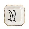 Marie Dumas Hunt Slonem White Bunny Portrait Trinket Tray