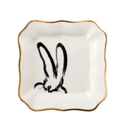 Marie Dumas Hunt Slonem White Bunny Portrait Trinket Tray