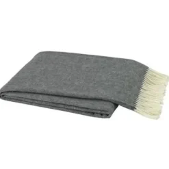 Marie Dumas Italian Herringbone Throw - Charcoal Gray