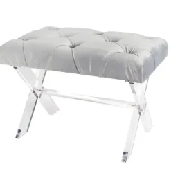Marie Dumas Jasmine Light Grey Bench with Acrylic