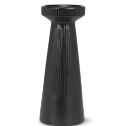 Marie Dumas Large Black Ribbed Pillar Holder