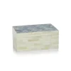 Marie Dumas Large Bone and Blue Herringbone Box