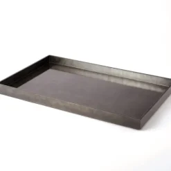 Marie Dumas Large Rectangular Lacquered Metallic Grey Tray