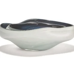 Marie Dumas Large Sculpted White Bowl with Blue Lining