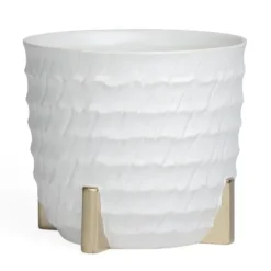 Marie Dumas Large White Matte Textured Footed Planter