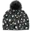 Marie Dumas Leopard Print Knitted Hat with Fox Pom