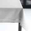 Marie Dumas Light Grey Linen 60 x 90 Hemstitch Tablecloth