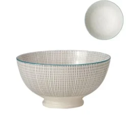 Marie Dumas Medium Grey with Blue Trim Kiri Bowl