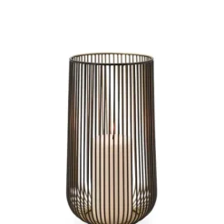 Marie Dumas Medium Ribbed Black and Gold Hurricane