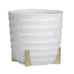 Marie Dumas Medium White Matte Textured Footed Planter