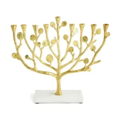Marie Dumas Michael Aram Golden Botanical Leaf Menorah
