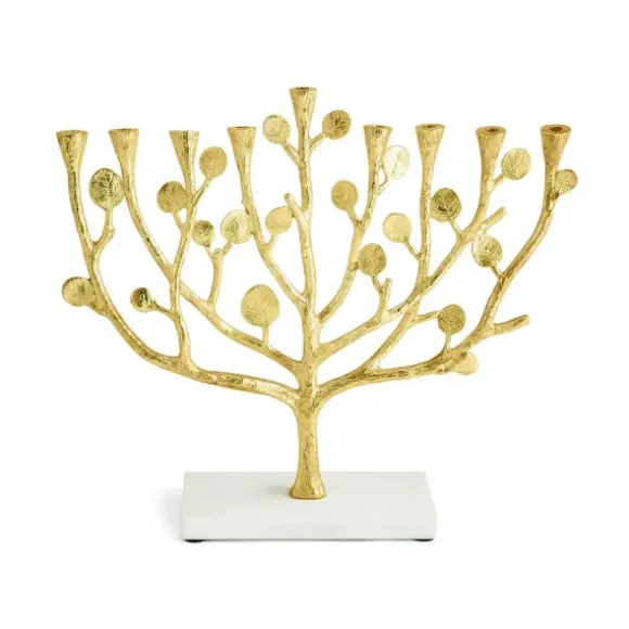 Marie Dumas Michael Aram Golden Botanical Leaf Menorah