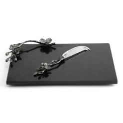 Marie Dumas Michael Aram Small Black Orchid Cheese Board With Knife