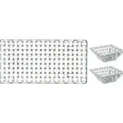 Marie Dumas Nachtmann Bossa Nova Rectangular Plate & 2 Square Bowls, S/3