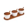 Marie Dumas Nambe Duet Set 3 Condiment Bowls with Spoons
