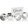 Marie Dumas Napkin Ring with Card Holder - Set of 4