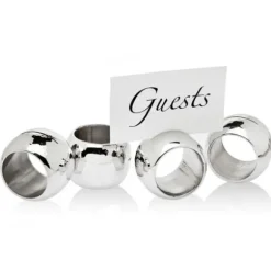 Marie Dumas Napkin Ring with Card Holder - Set of 4