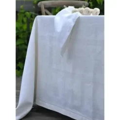 Marie Dumas Natalie White 67" x 110" Linen Tablecloth