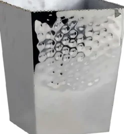 Marie Dumas Nickel and Gold Bead Square Wastebasket