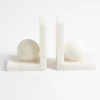 Marie Dumas Pair of Alabaster White Ball Bookends
