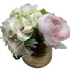 Marie Dumas Peonies & Hydrangeas in Gold Planter Floral Arrangement