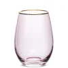 Marie Dumas Pink Stemless Wine Glass with Gold Rim