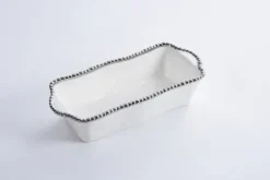 Marie Dumas Porcelain Loaf Baking Dish - White & Silver