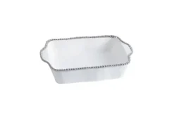 Marie Dumas Porcelain Rectangular Baking Dish - White & Silver