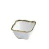 Marie Dumas Porcelain Square Snack Bowl - White and Gold