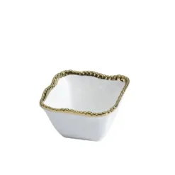 Marie Dumas Porcelain Square Snack Bowl - White and Gold