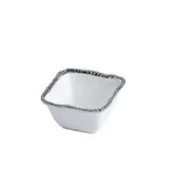 Marie Dumas Porcelain Square Snack Bowl - White and Silver
