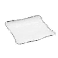Marie Dumas Porcelain White & Silver Serving Platter