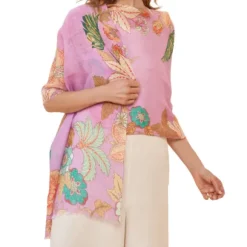 Marie Dumas Powder Persian Floral Lavender Scarf