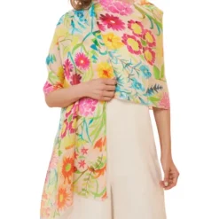 Marie Dumas Powder Watercolour Wildflowers Scarf