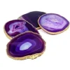 Marie Dumas Purple Agate Slice Coaster W/ Gold Edge