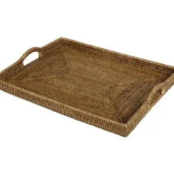 Marie Dumas Rattan Rectangular Dark Natural Tray