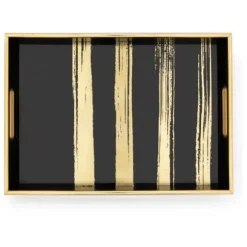 Marie Dumas Rectangular Gold Stripe Tray - Large