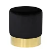 Marie Dumas Riana Black Velvet Ottoman w/ Gold Base