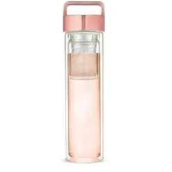 Marie Dumas Rose Gold Glass Travel Infuser Tea Mug