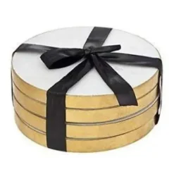 Marie Dumas Round Coasters with Gold Edge - Set of 4
