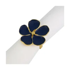 Marie Dumas Set of 4 Blue Flower Napkin Rings