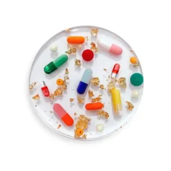 Marie Dumas Set of 4 Pills Gold Flake Acrylic Coasters