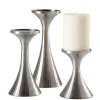 Marie Dumas Set of 3 Ribbed Candle Holders - Pewter