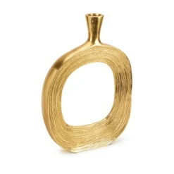 Marie Dumas Short Gold Strips Metal Vase