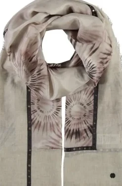 Marie Dumas Silk Patterned Beige Scarf