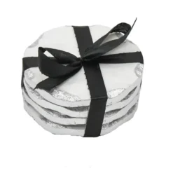 Marie Dumas Silver Edge Coasters - Set of 4